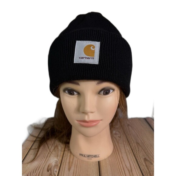 EUC Carhartt Unisex A18 Knit Cuffed Black Beanie One Size Fits All - Picture 1 of 8